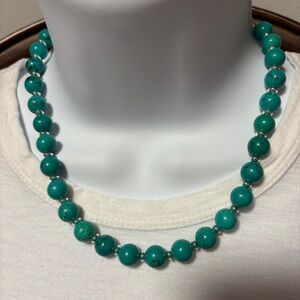 Turquoise and Sterling Silver Beaded Necklace